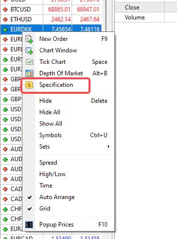 Spread and Swap point XM MT4 1