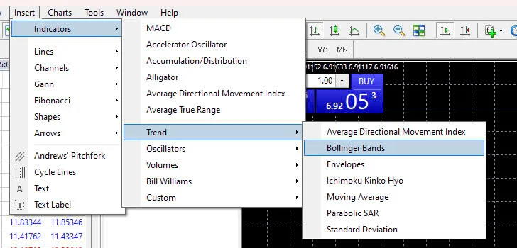 bollinger band MT4