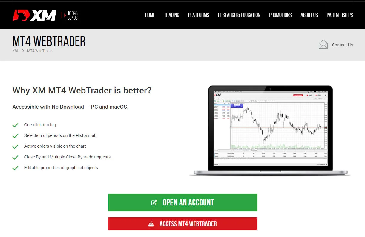 MT4 XM WebTrader Terminal